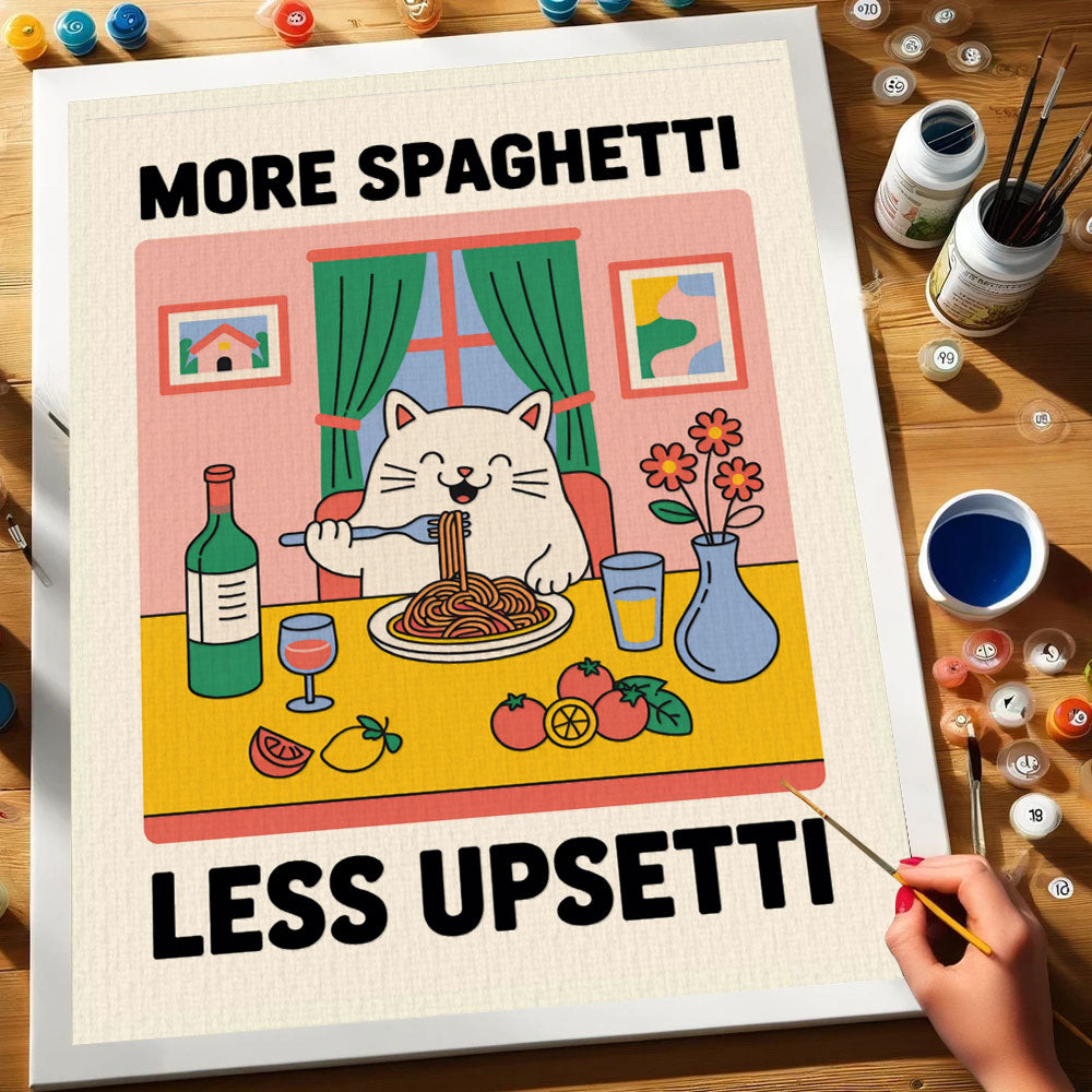 More Spaghetti, Less Upsetti Fat Cat | Paint By Number Kit