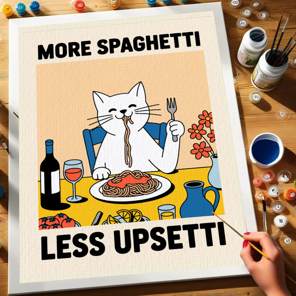 More Spaghetti, Less Upsetti Funny Cat | Paint By Number Kit
