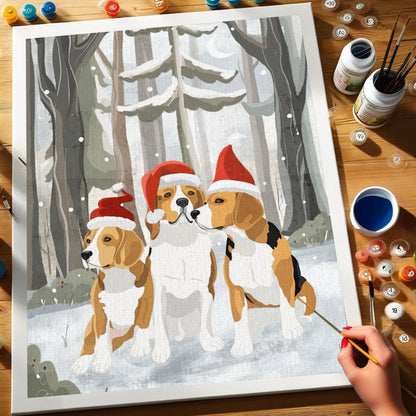 Woodland Christmas Pups | Paint by Numbers Kit