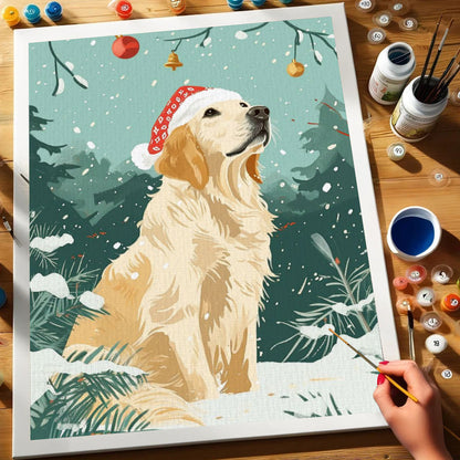 Golden Friend in Christmas | Paint by Numbers Kit