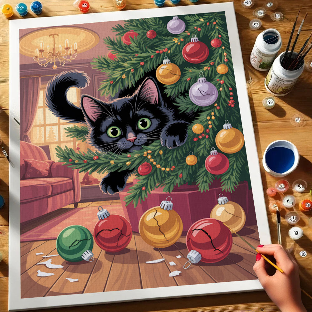 Black Cat in the Tree | Paint by Numbers Kit
