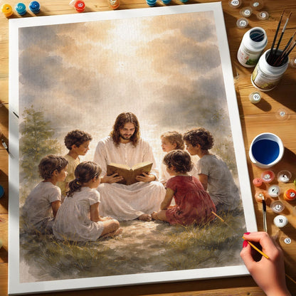 Jesus Reading with Children | Paint by Numbers Kit