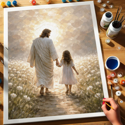 Jesus Walking With Little Girl | Paint by Numbers Kit