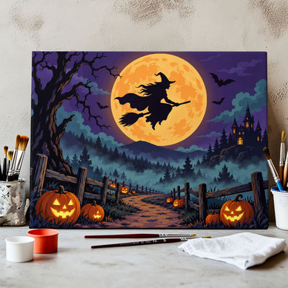 Witch Across the Moon | Paint by Numbers Kit