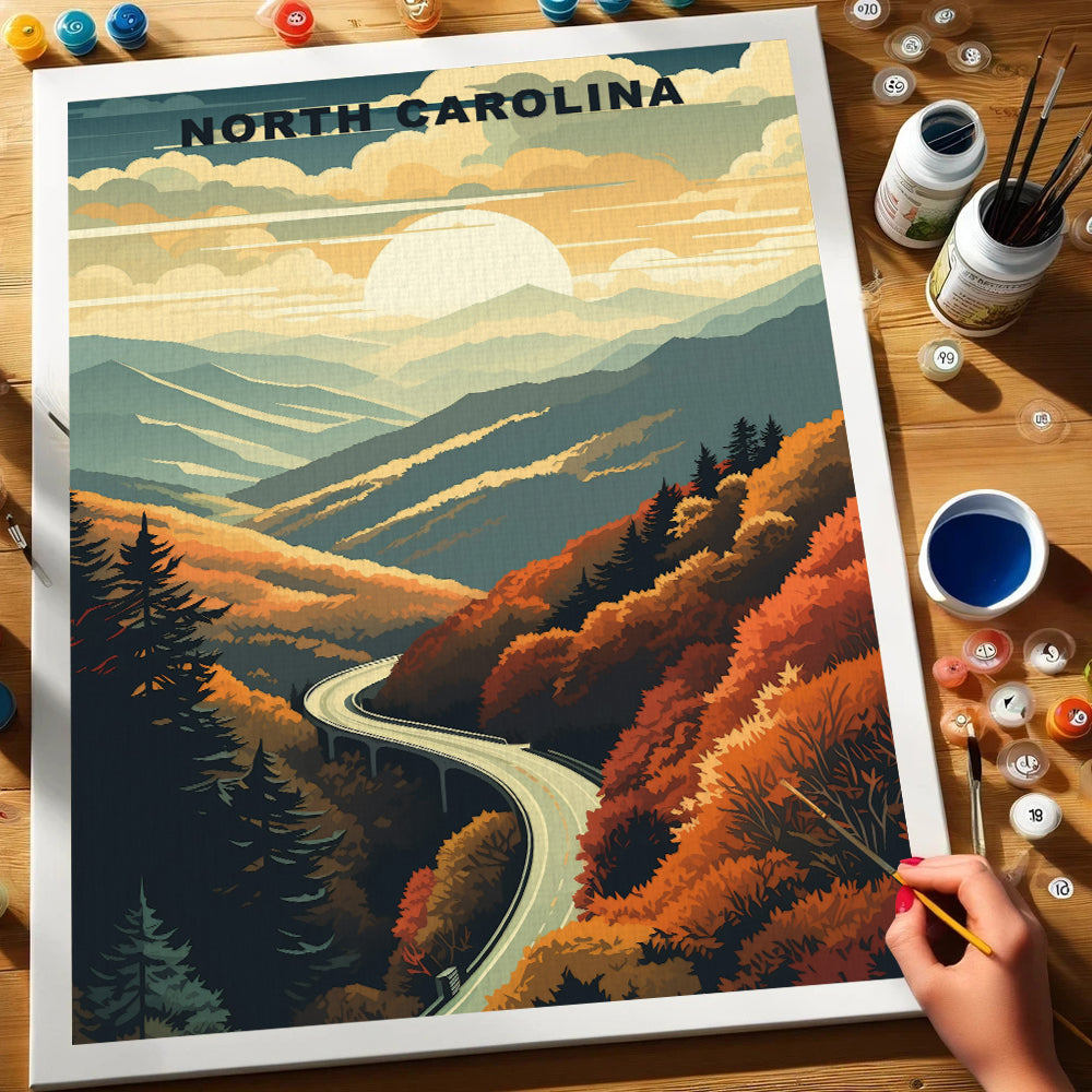 One State R&b Painting North Carolina U.S. State | Paint by Numbers Kit – Wander Painting