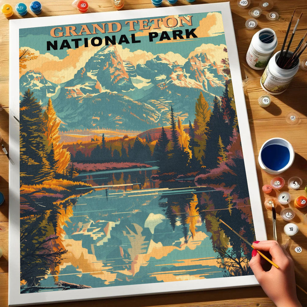 Grand Teton National Park Vintage | Paint by Numbers Kit – Wander