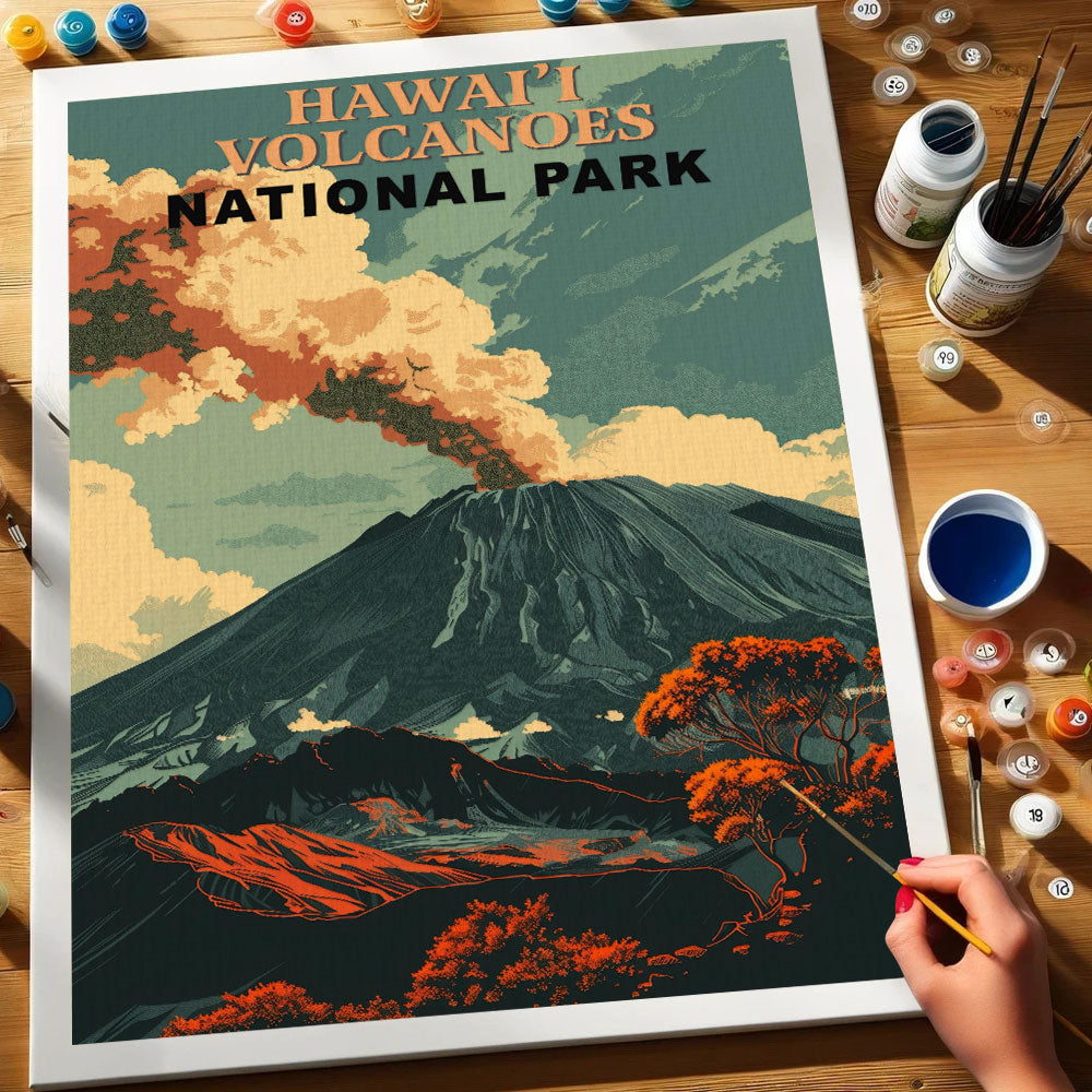 Hawai'i Volcanoes Park Vintage | Paint by Numbers Kit