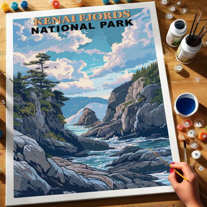 Kenai Fjords National Park Vintage | Paint by Numbers Kit