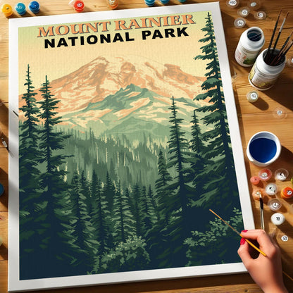 Mount Rainier Park Vintage | Paint by Numbers Kit