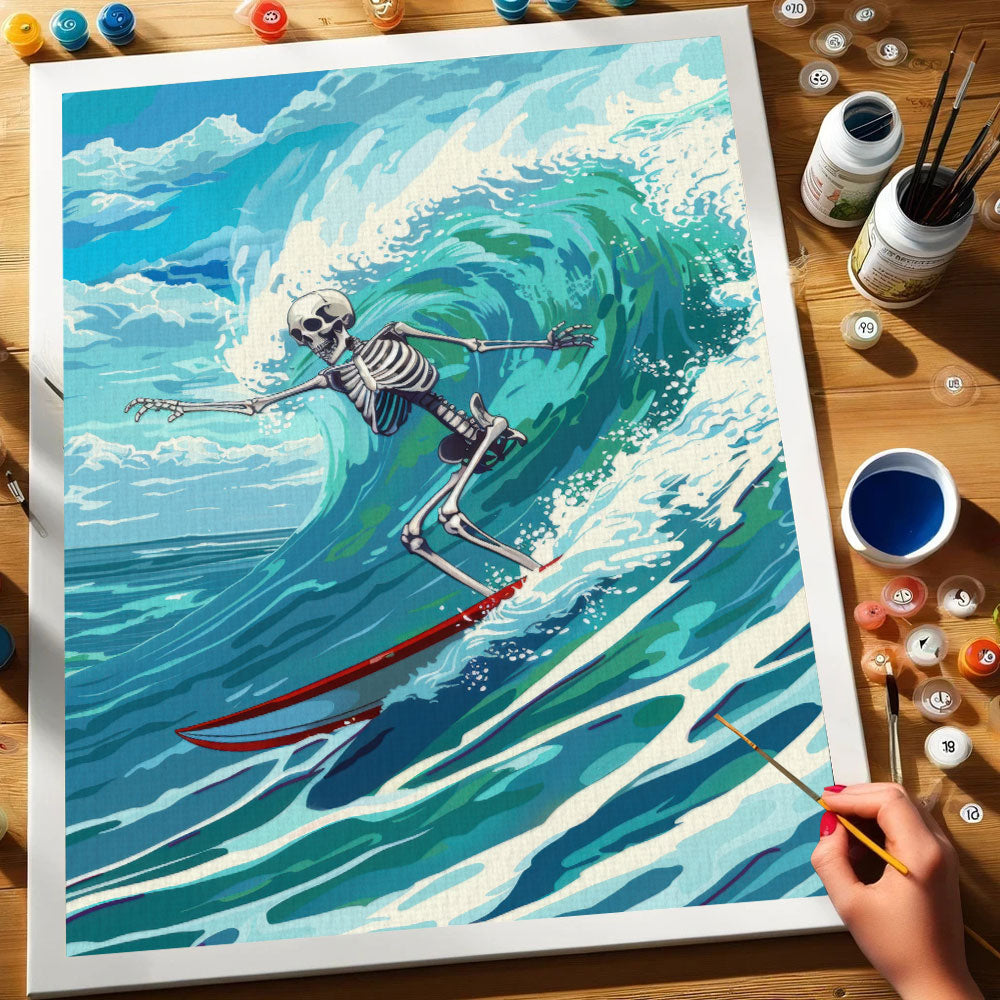 Skeleton Surfer | Paint by Numbers Kit – Wander Painting