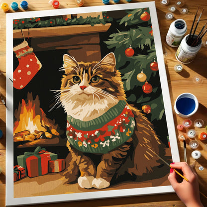 Fireplace Cat | Paint by Numbers Kit