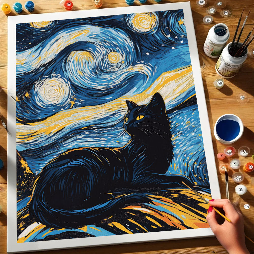 Starry Night Cat | Paint by Numbers Kit