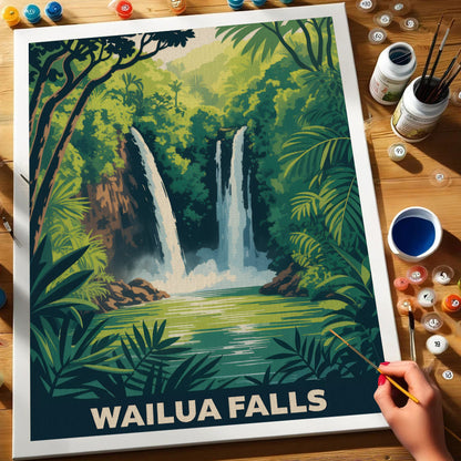 Wailua Falls - U.S. Waterfalls | Paint by Numbers Kit