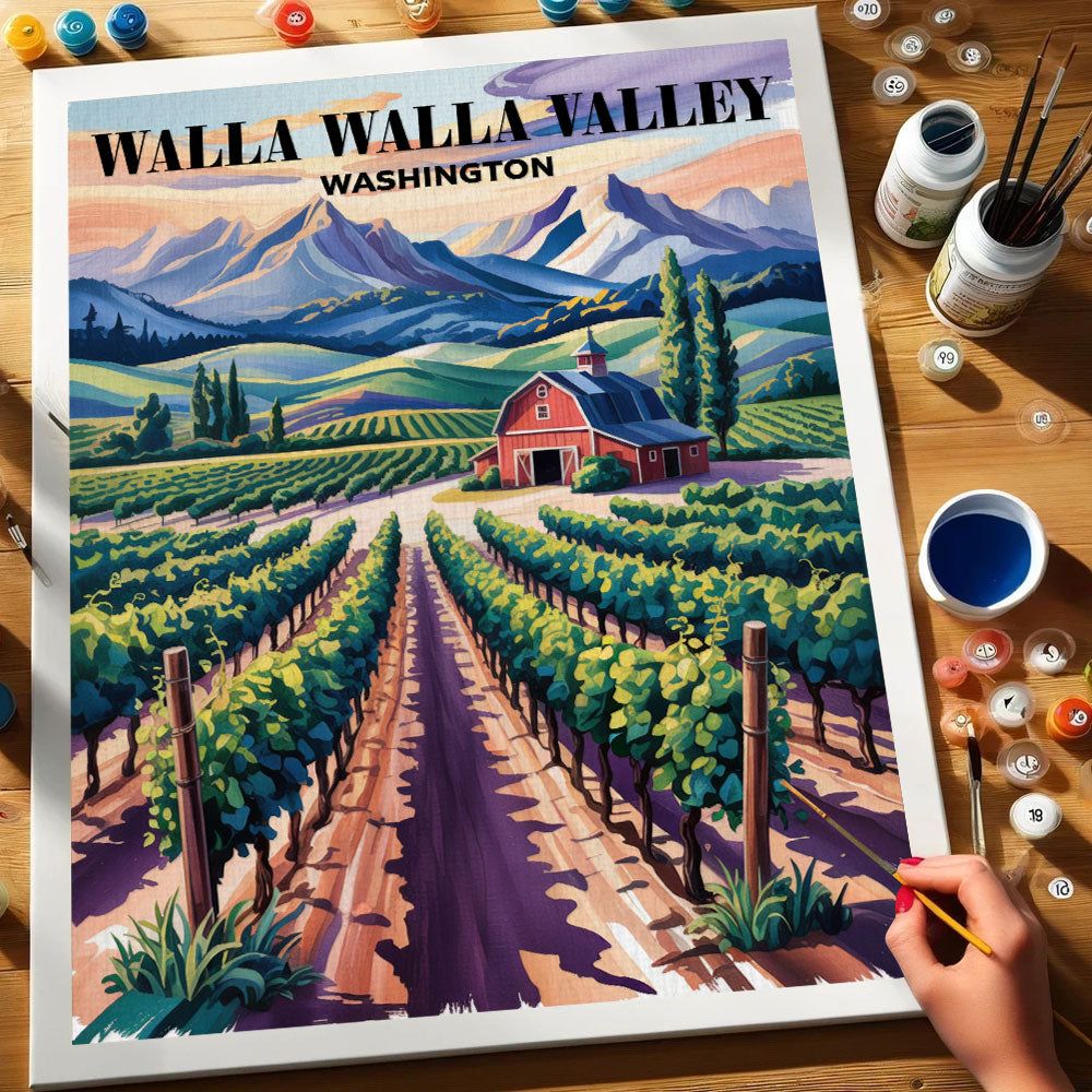 Weingüter im Walla Walla Valley, Washington | Malen nach Zahlen-Set