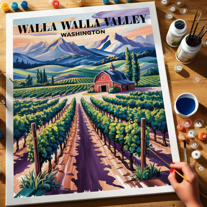 Weingüter im Walla Walla Valley, Washington | Malen nach Zahlen-Set