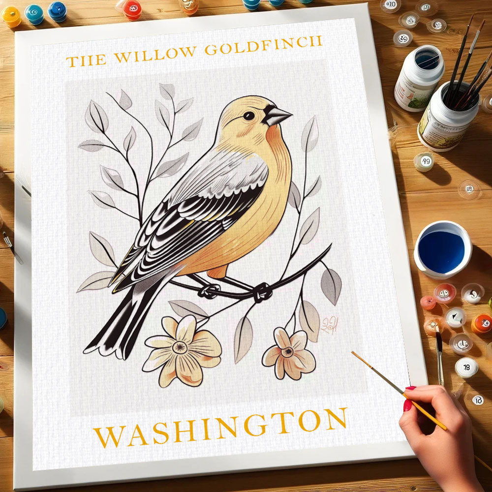 Washington State Bird Willow Goldfinch | Paint by Numbers Kit