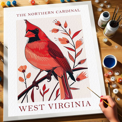 West Virginia State Bird Northern Cardinal | Paint by Numbers Kit