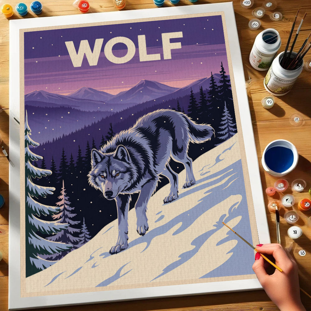 Wolf – Tierwelt des Nationalparks | Malen nach Zahlen-Set