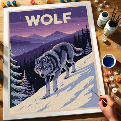 Wolf – Tierwelt des Nationalparks | Malen nach Zahlen-Set