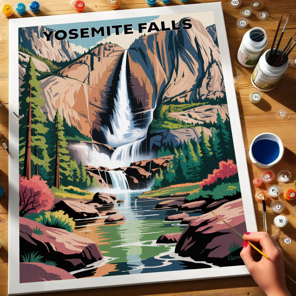 Yosemite Falls - U.S. Waterfalls | Paint by Numbers Kit