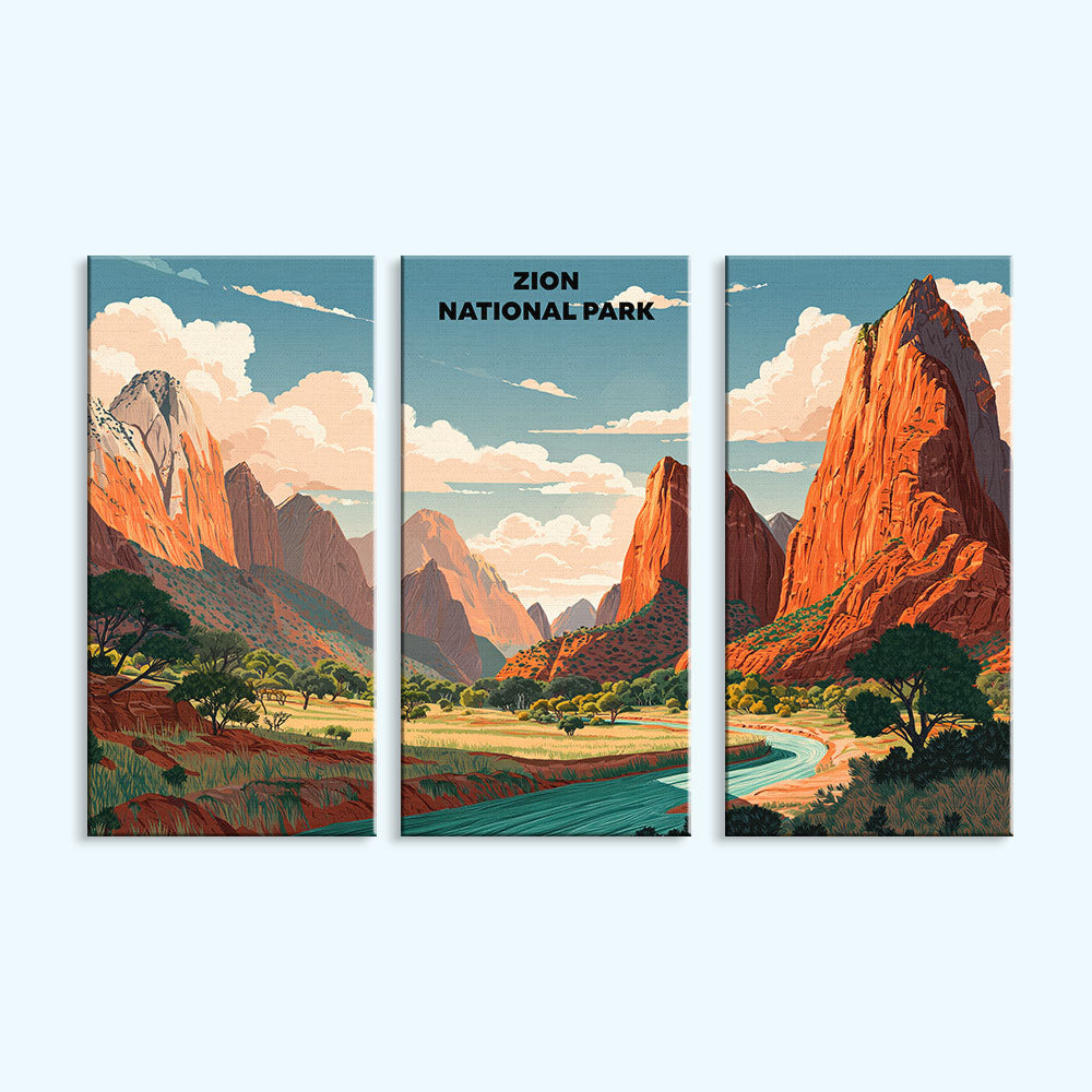 Zion National Park | 3 Panel Paint by Numbers Kit