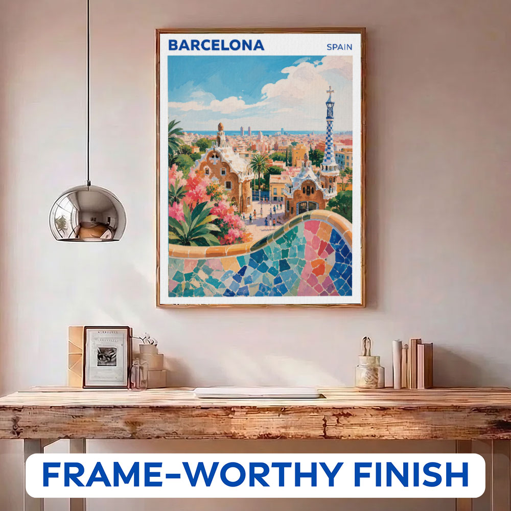 Barcelona, Spain Travel Poster | Paint by Numbers Kit
