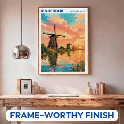 Kinderdijk, Netherlands Travel Poster | Paint by Numbers Kit