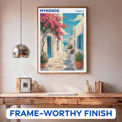 Mykonos, Greece Travel Poster | Paint by Numbers Kit