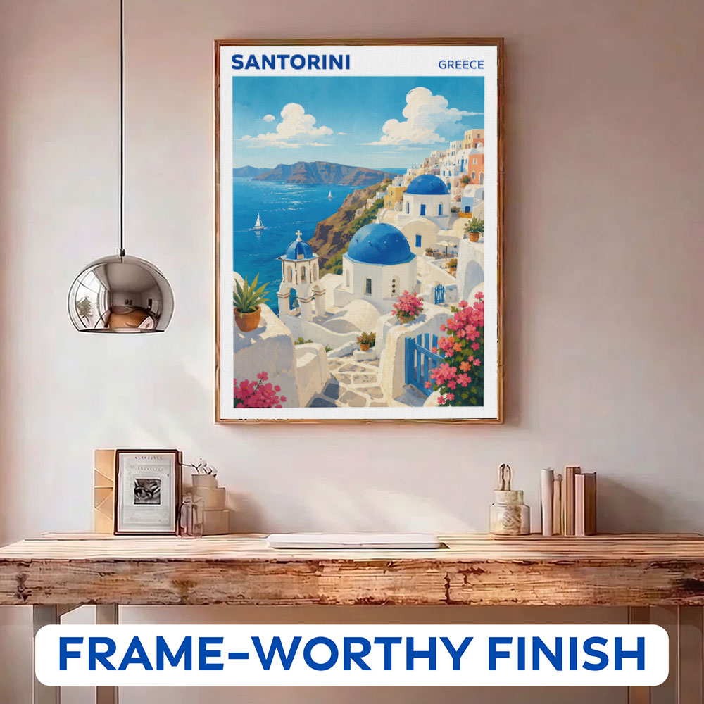 Santorini, Greece Travel Poster | Paint by Numbers Kit