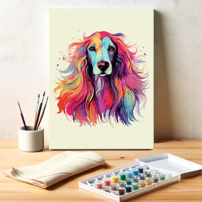 Afghan Hound - Colorful Dog | Paint by Numbers Kit