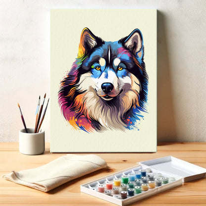 Alaskan Malamute - Colorful Dog | Paint by Numbers Kit