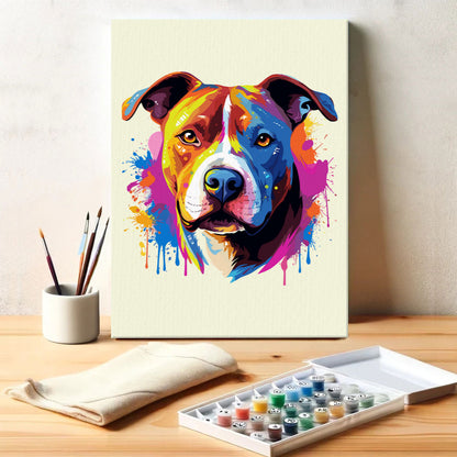 American Staffordshire Terrier - Colorful Dog | Paint by Numbers Kit