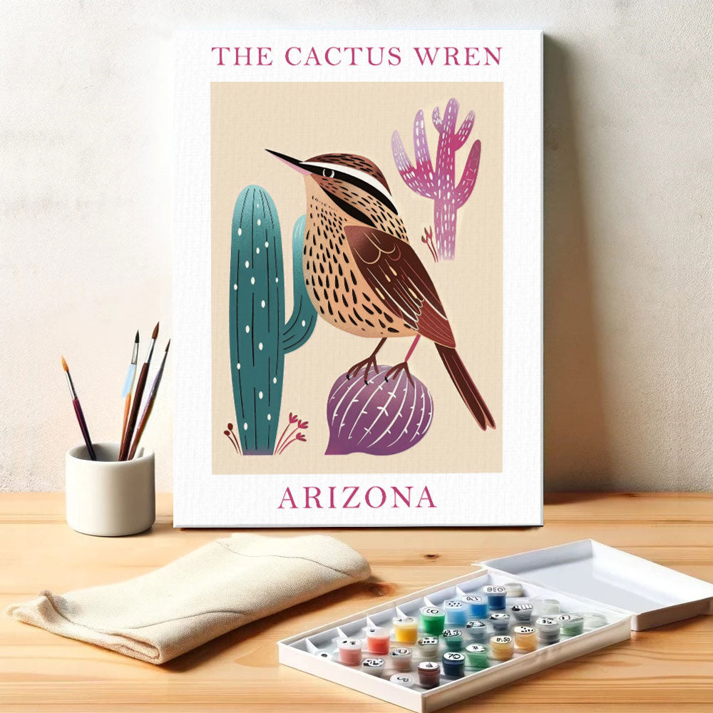 Arizona State Bird Cactus Wren | Paint by Numbers Kit