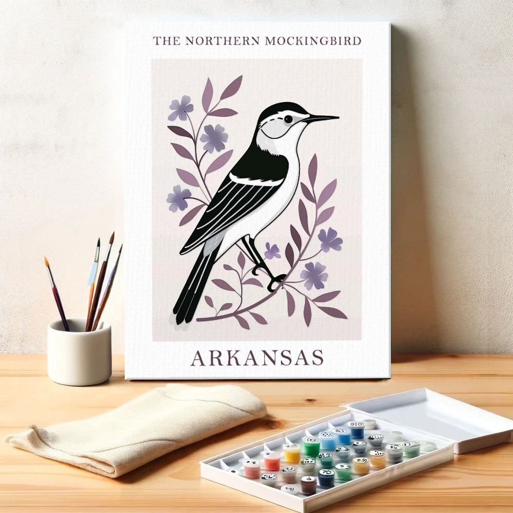 Arkansas State Bird Northern Mockingbird | Paint by Numbers Kit