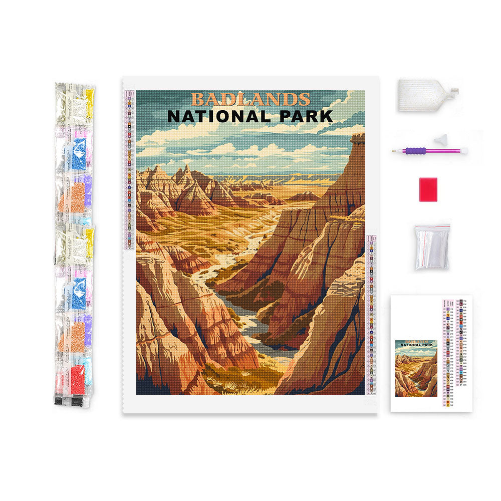 Badlands National Park Diamond Painting (Vintage Edition)