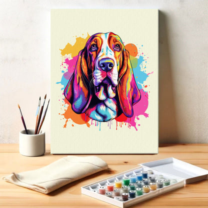 Basset Hound - Colorful Dog | Paint by Numbers Kit