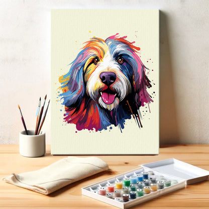 Bearded Collie - Colorful Dog | Paint by Numbers Kit