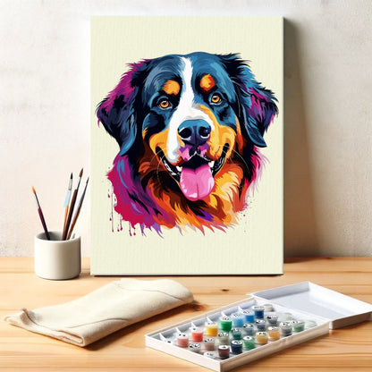 Bernese Mountain - Colorful Dog | Paint by Numbers Kit