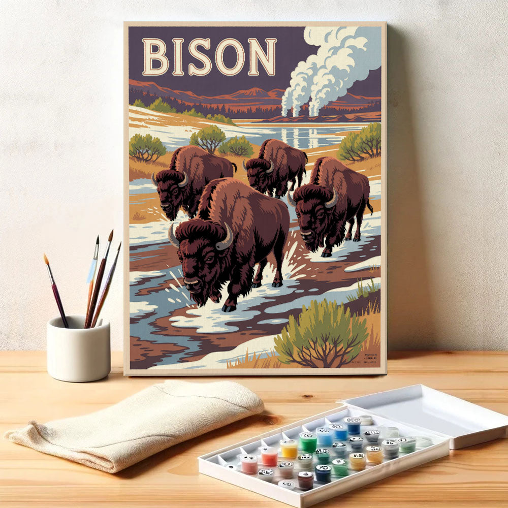 Bison – Tierwelt des Nationalparks | Malen nach Zahlen-Set