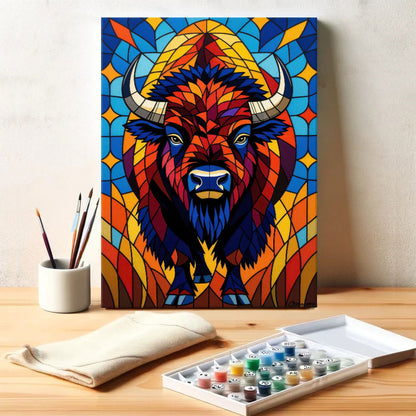 Bison Stained Glass - National Park Wildlife | Paint by Numbers Kit