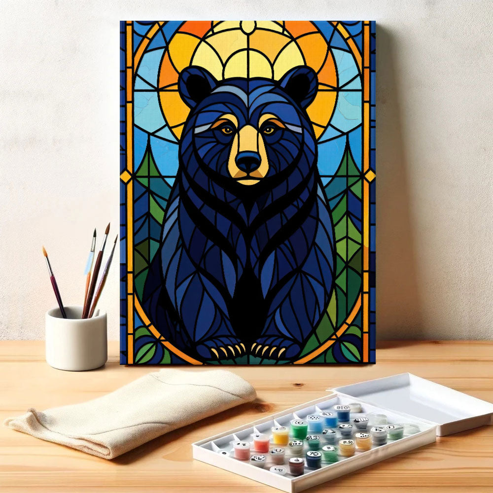 Black Bear Stained Glass - National Park Wildlife | Paint by Numbers Kit