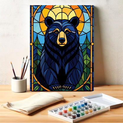 Black Bear Stained Glass - National Park Wildlife | Paint by Numbers Kit