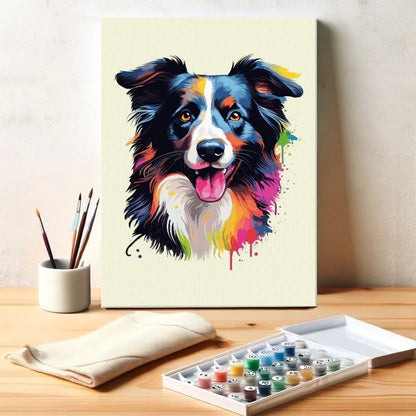 Border Collie - Colorful Dog | Paint by Numbers Kit