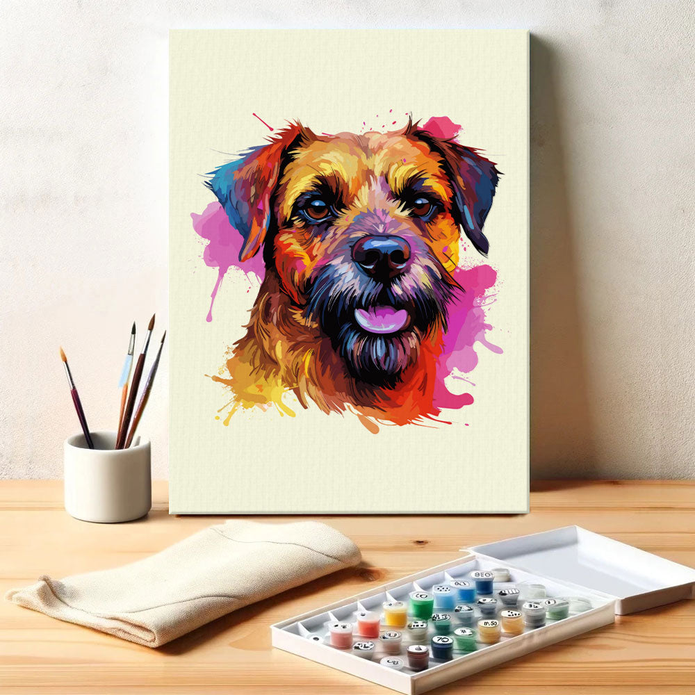 Border Terrier - Colorful Dog | Paint by Numbers Kit