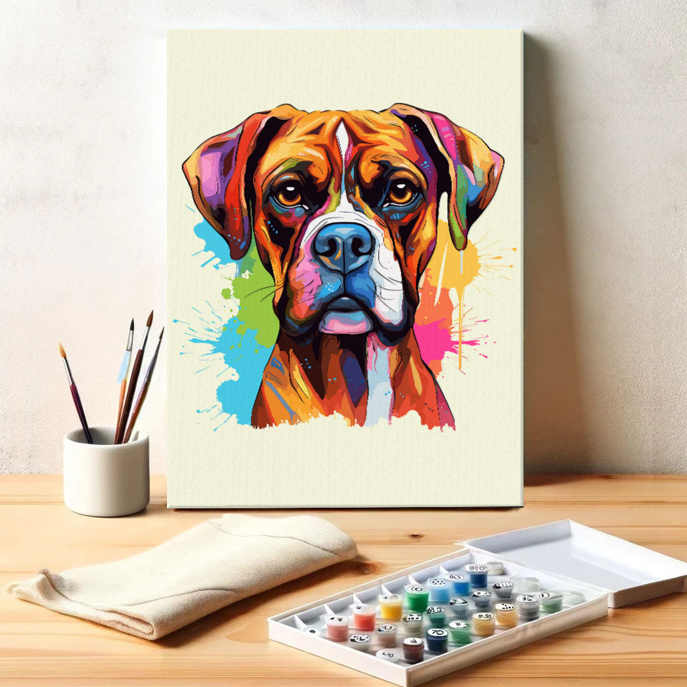 Boxer - Colorful Dog | Paint by Numbers Kit