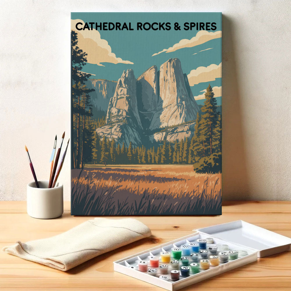 Cathedral Rocks & Spires - Yosemite National Park | Paint by Numbers Kit
