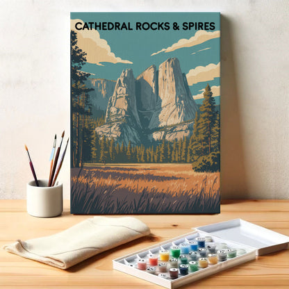 Cathedral Rocks & Spires - Yosemite National Park | Paint by Numbers Kit