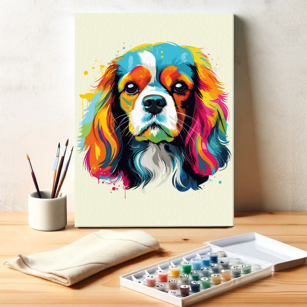 Cavalier King Charles Spaniel - Colorful Dog | Paint by Numbers Kit