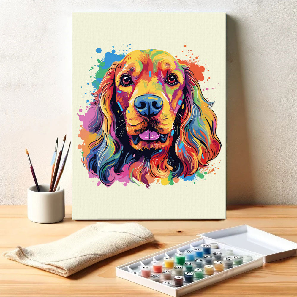 Cocker Spaniel - Colorful Dog | Paint by Numbers Kit