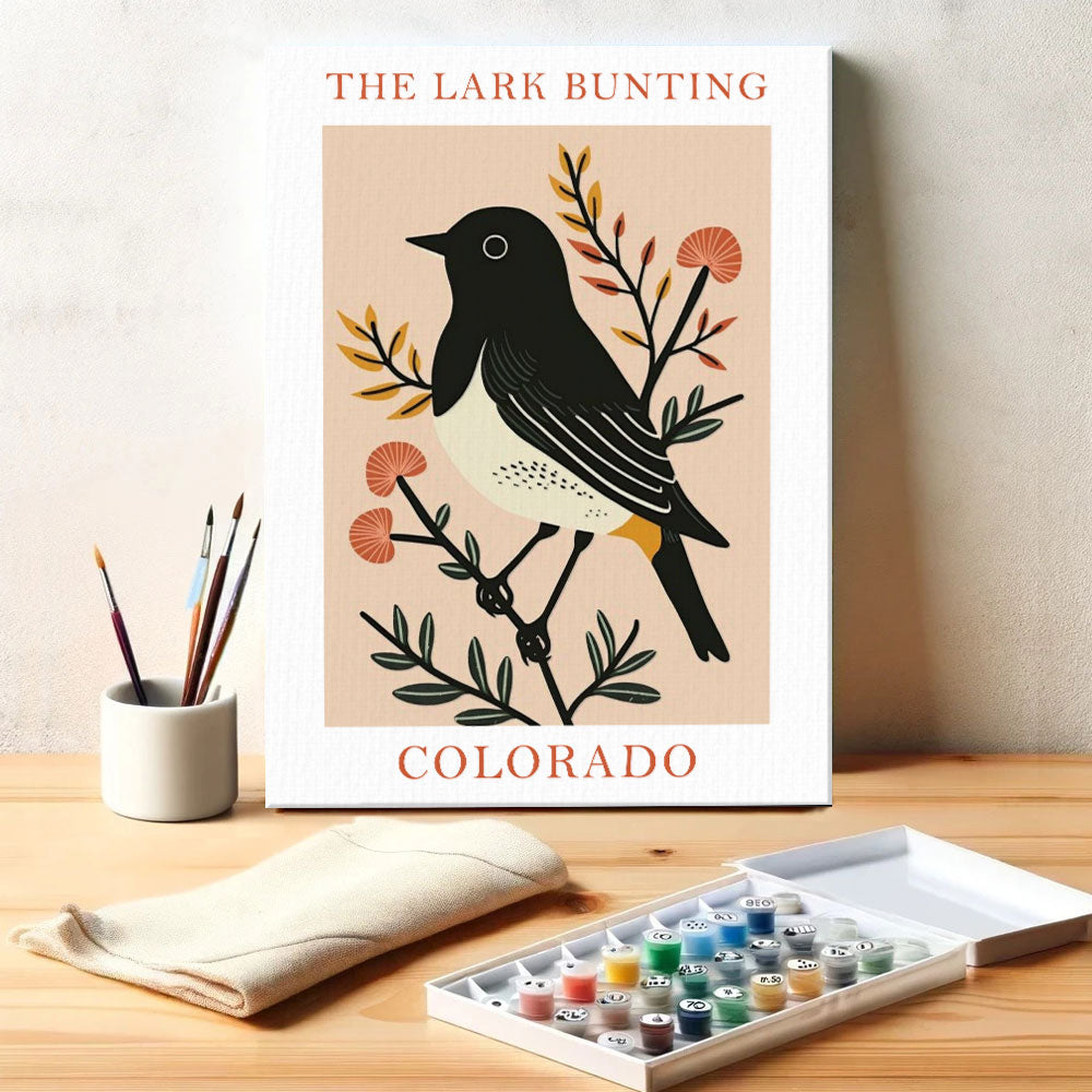 Colorado State Bird Lark Bunting | Paint by Numbers Kit